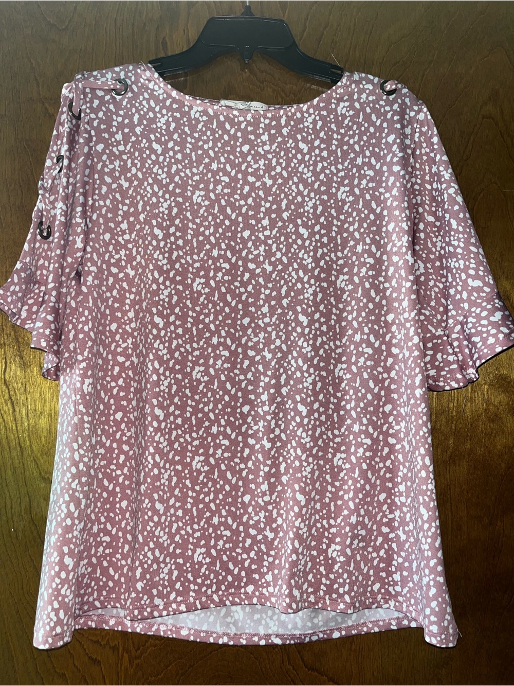 Pink Short Flutter Sleeve Printed Blouse
